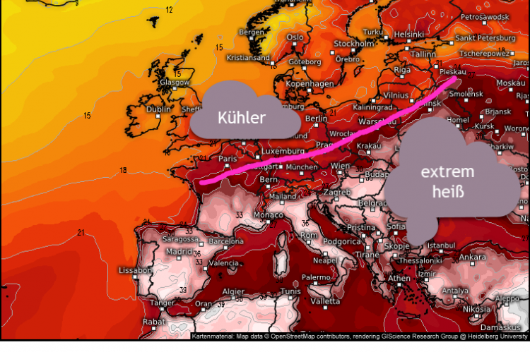 Temperaturen für Europa