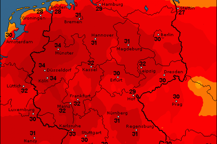 Temperaturübersichtskarte