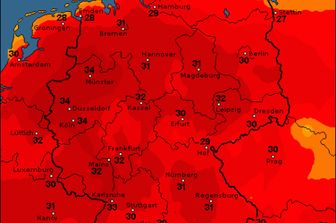 Temperaturübersichtskarte